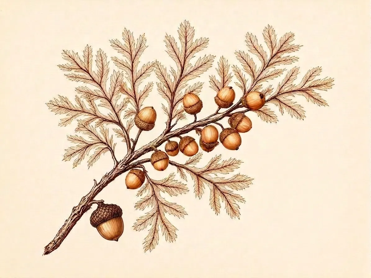 Texas live oak botanical illustration