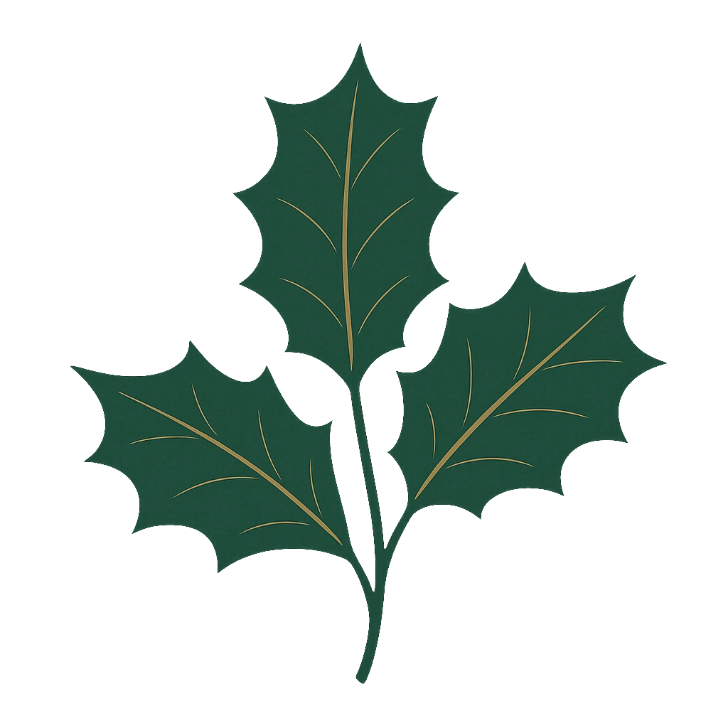 Holly with a gold vein, drawn flat