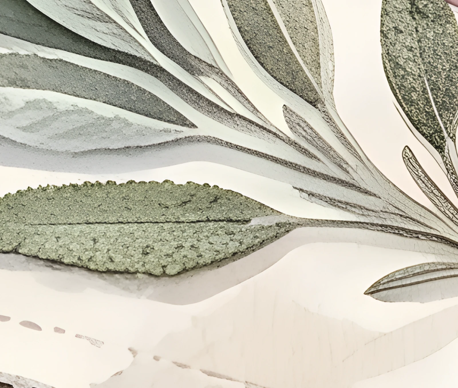 The colour — grey-green wild sage, felted, not eucalyptus