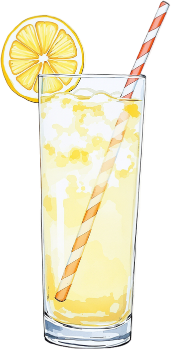 Glass of lemonade with a transparent background.