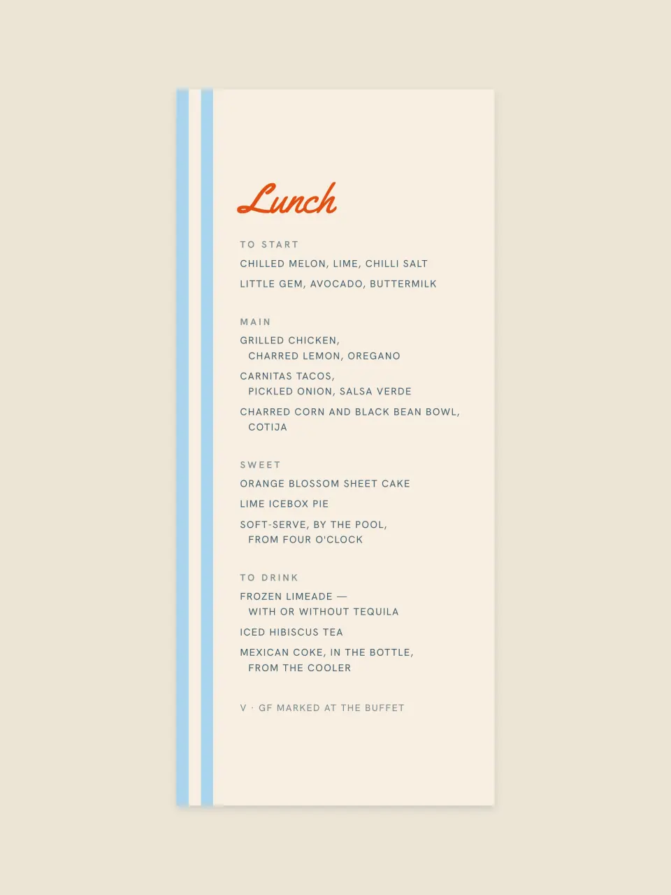 O cartão de menu do chá