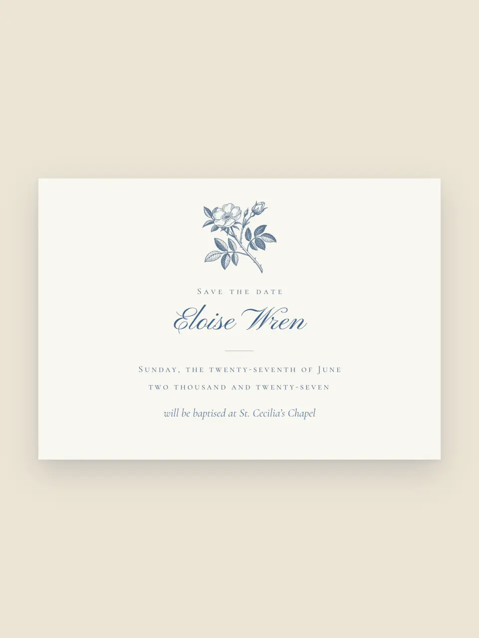 The save the date for the baptism
