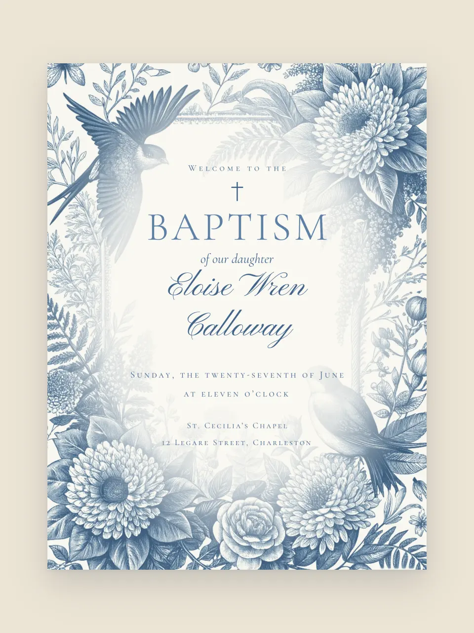 The welcome sign for the baptism
