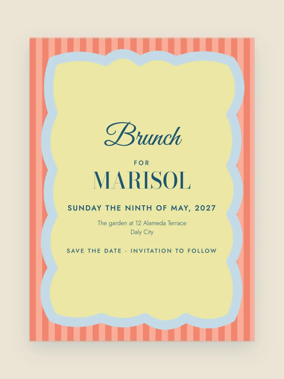 The save the date for the brunch