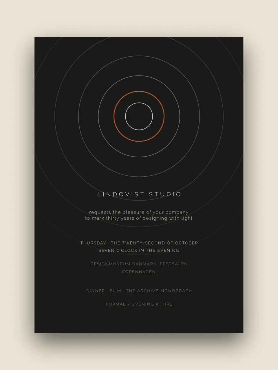 Corporate event invitation from a delivered Evorrah commission