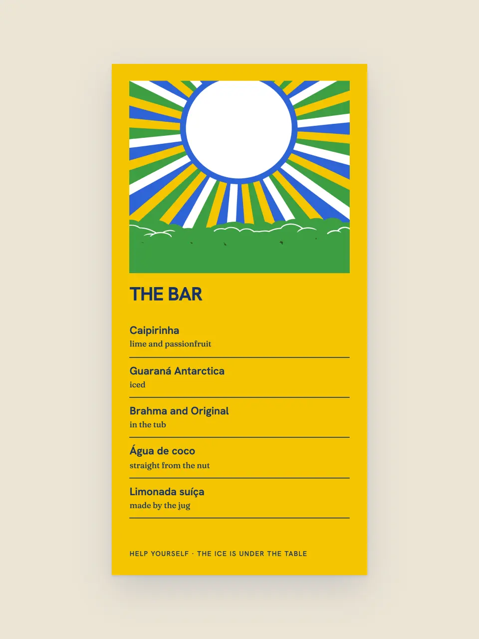 A lista de bebidas