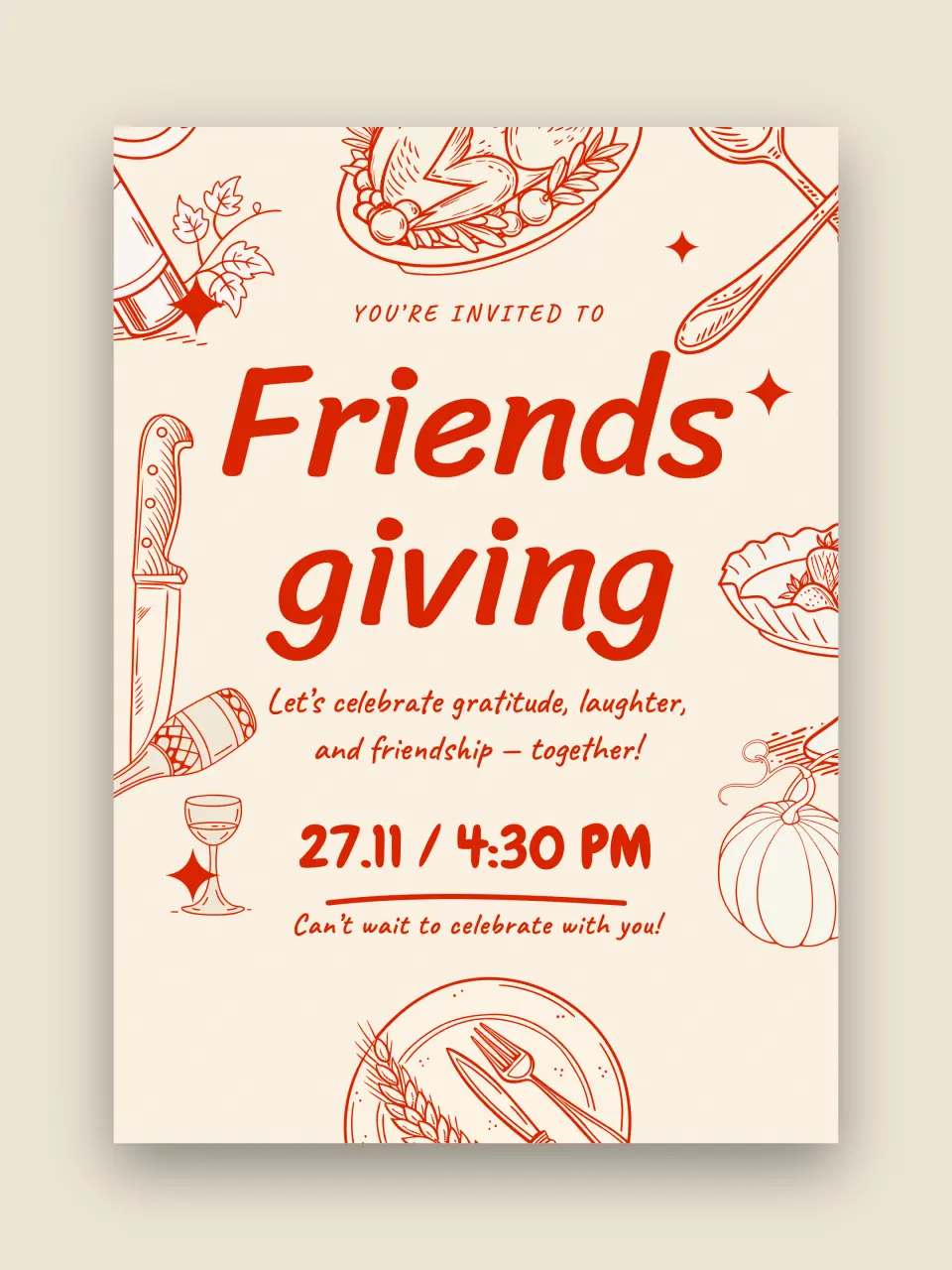O convite do Friendsgiving