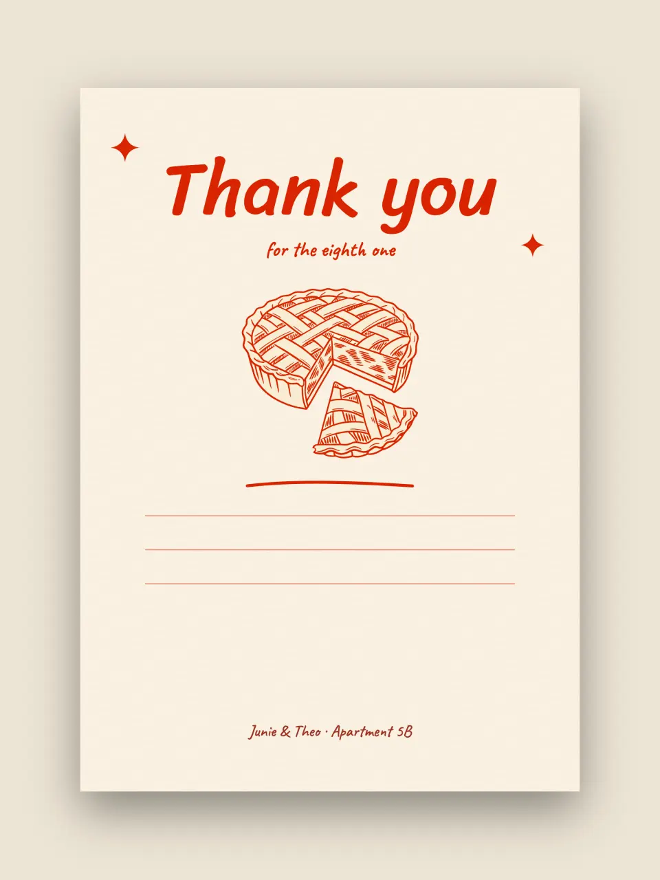 The thank you card sent afterwards
