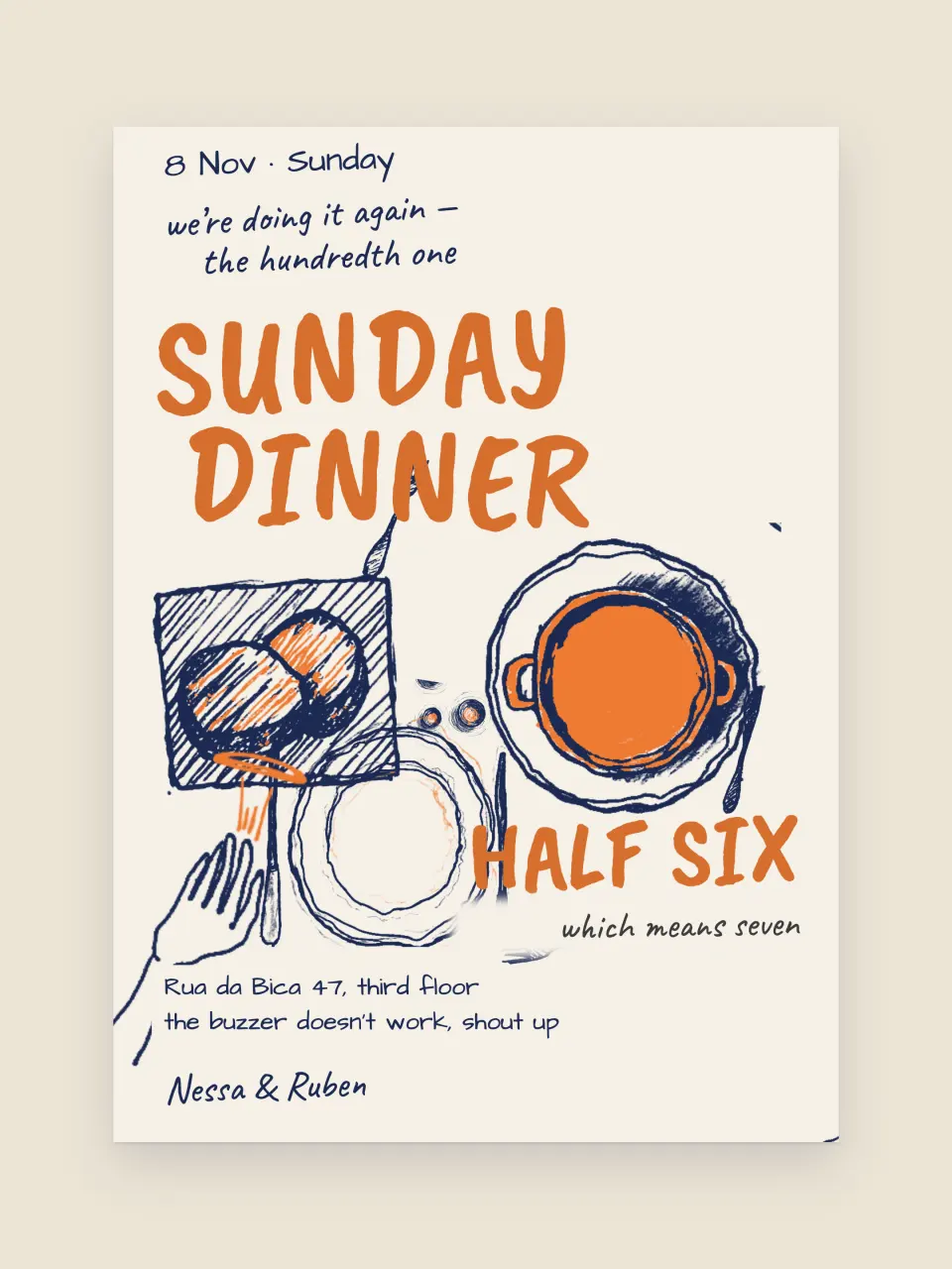 The invitation from Nessa and Ruben · The Hundredth Sunday