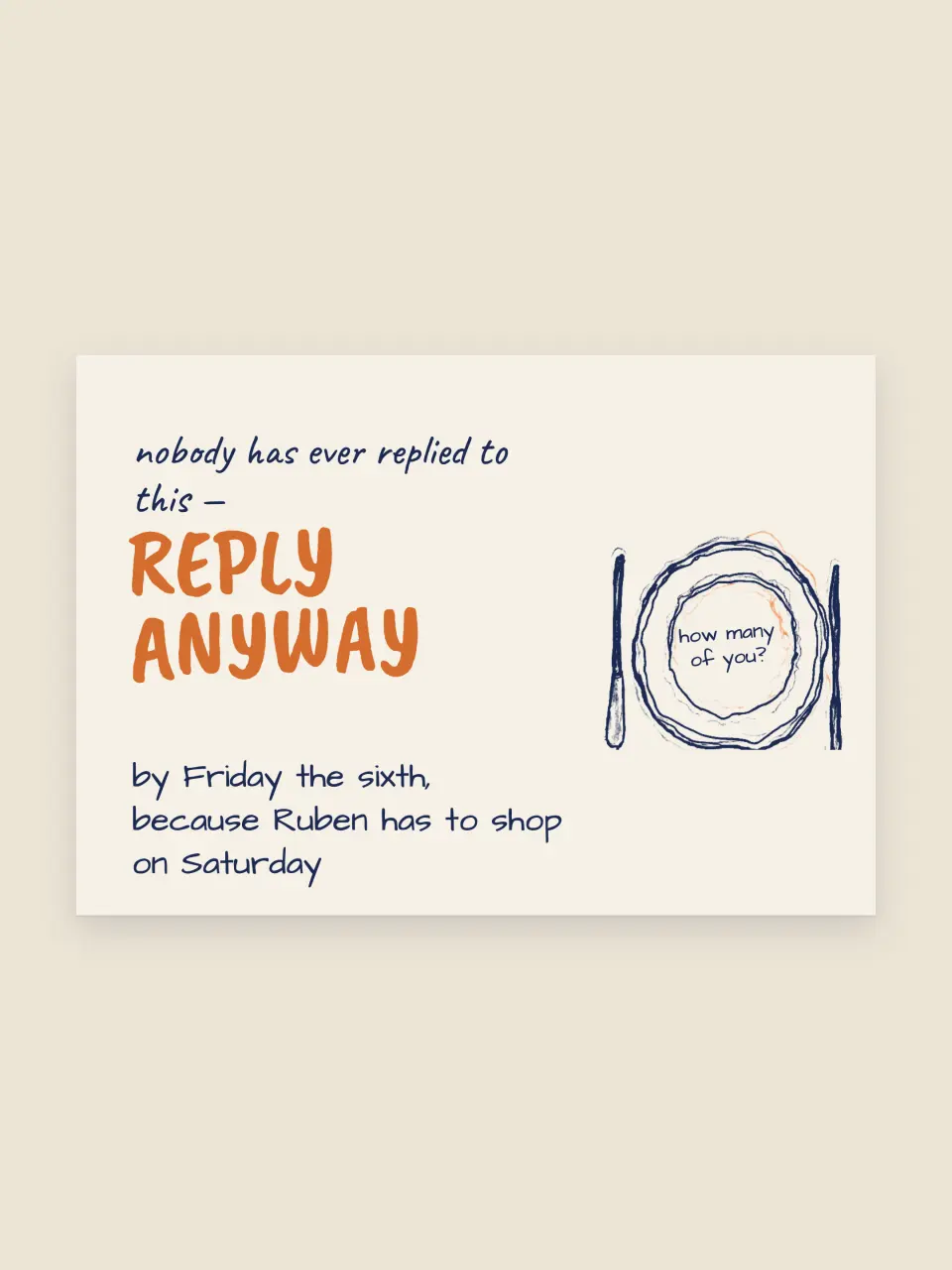 The rsvp card from Nessa and Ruben · The Hundredth Sunday
