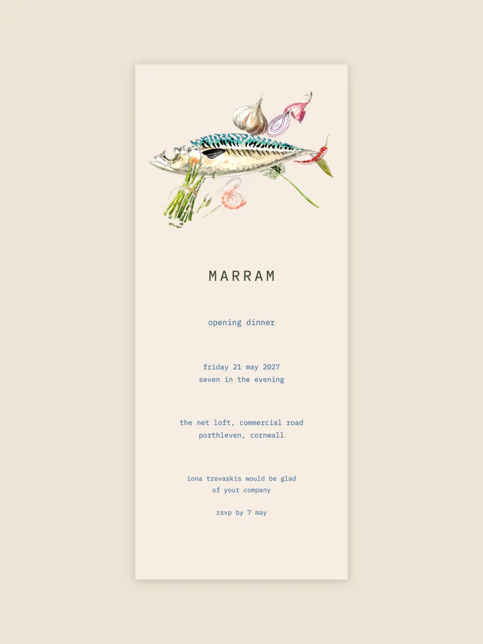 The restaurant opening invitation