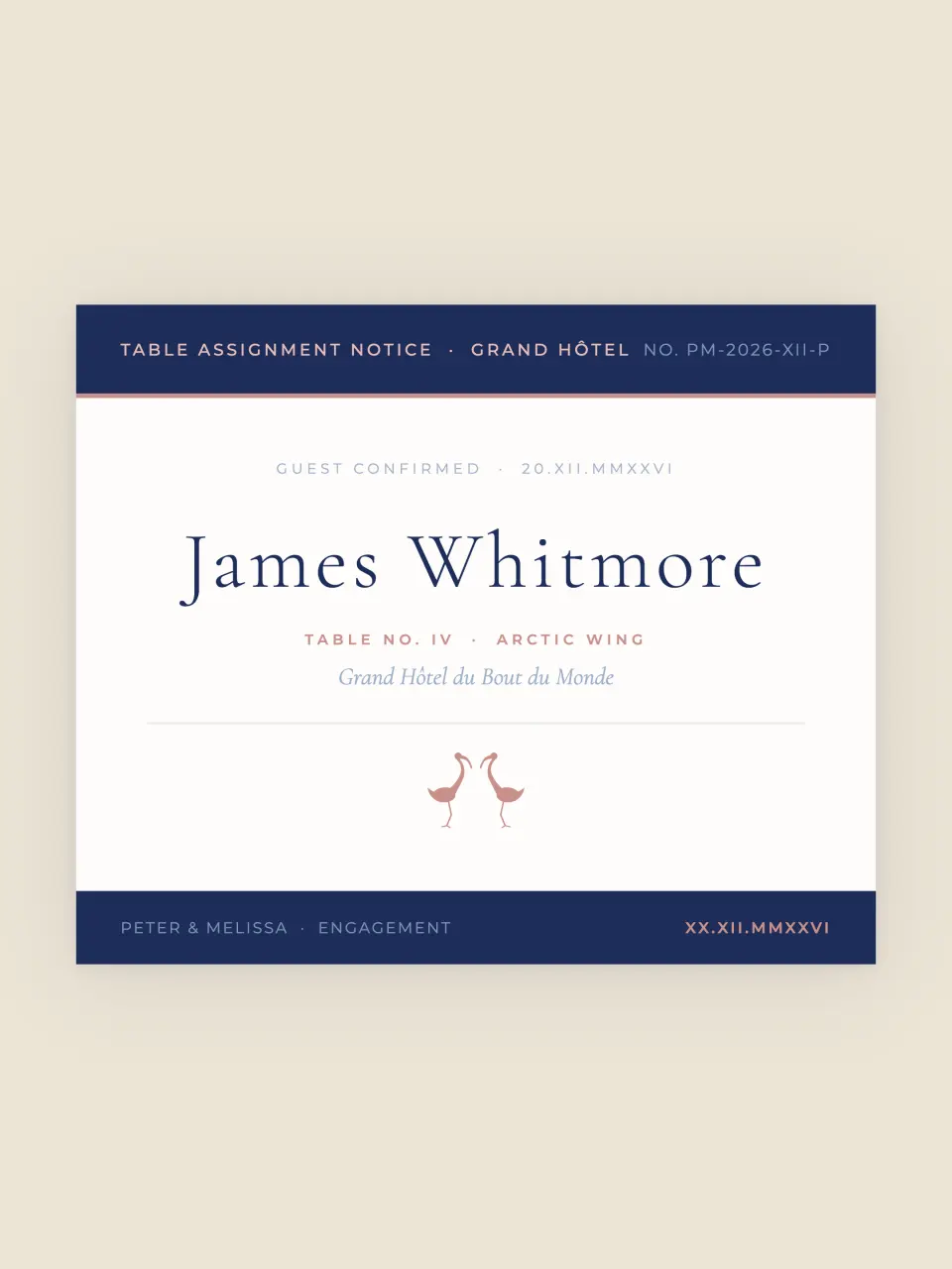 The place cards from Peter and Melissa · The Telegram