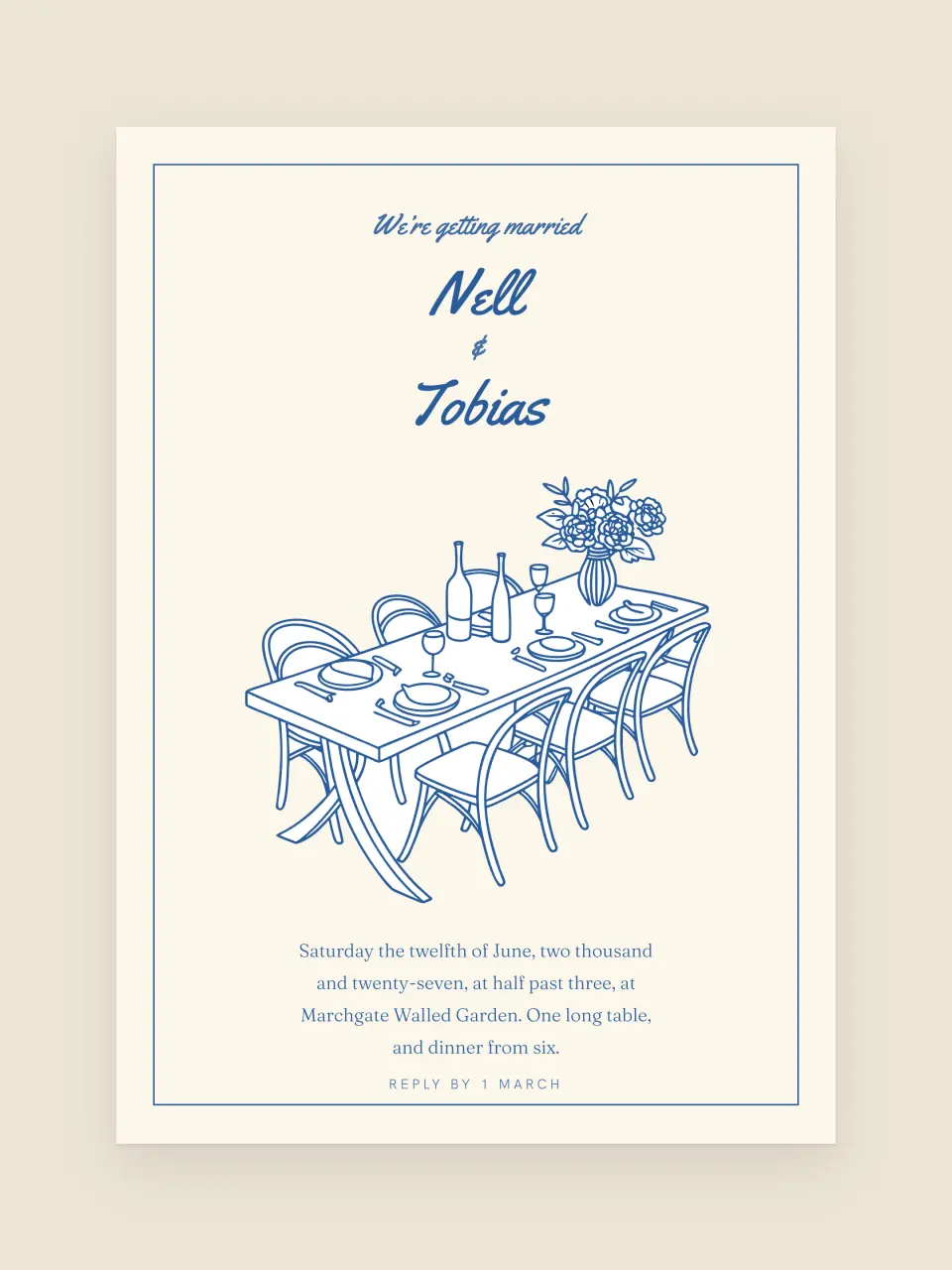 The invitation from Nell and Tobias · The Plate