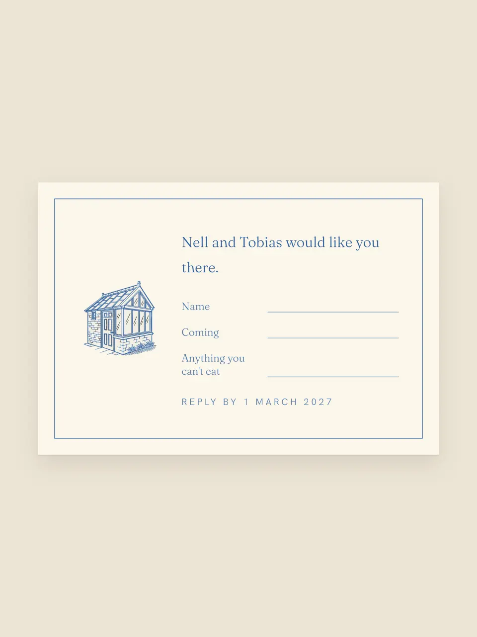 The rsvp card from Nell and Tobias · The Plate