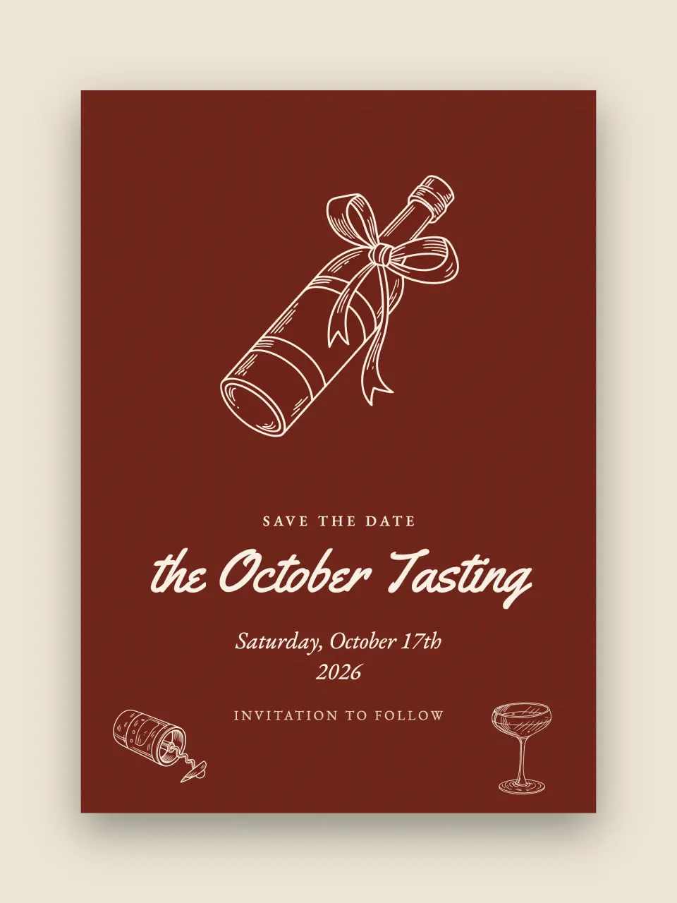 The save the date for the tasting
